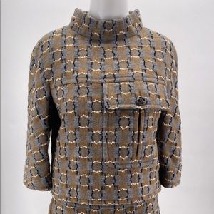 ISO Chanel Grey Brown Wool Suit Jacket